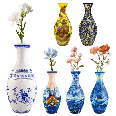 3D-Puzzlevase, blau-weißes Porzellan-Design, DIY-Blumenvase, Heimdekoration, 160-teiliges Puzzle-Vasen-Set für Blumenarrangements