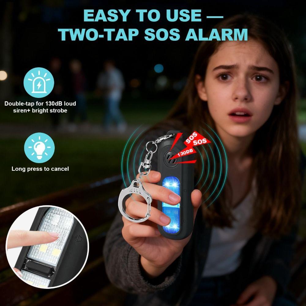 Four-Color Flashing Light Personal Alarm Rechargeable 130DB Loud Siren Safety Alarm Waterproof Strobe Light