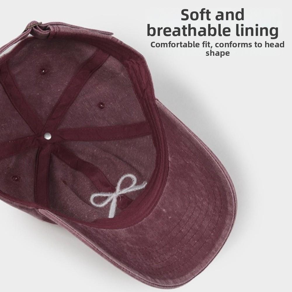 Embroidery Bow Sun Cap Adjustable Sun Hat Unisex Baseball Cap