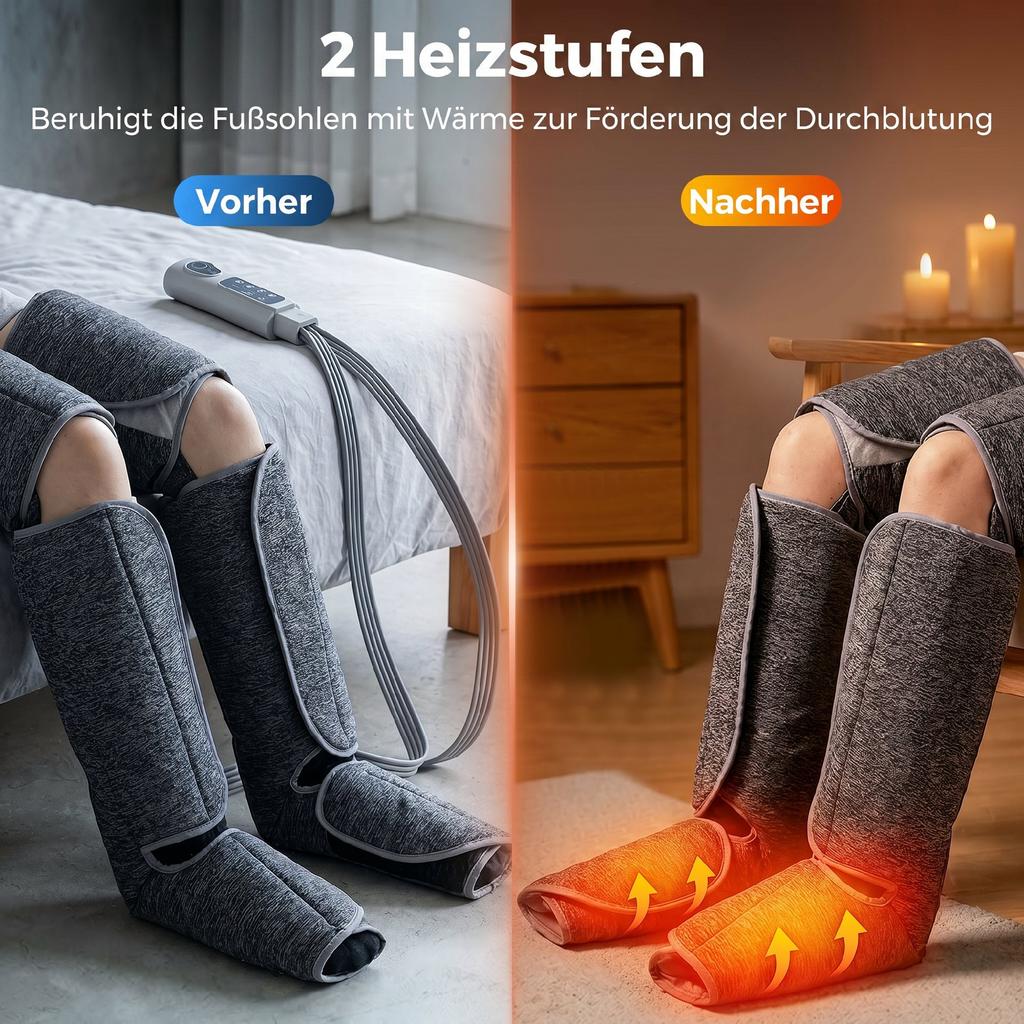 Leg Massager with Heat and Air Compression, 2 Heat Levels