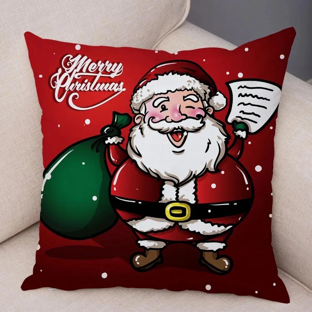 Christmas Themed Pillowcases Car Accessories Office Santa Claus Living Room Sofa Home Pillowcases