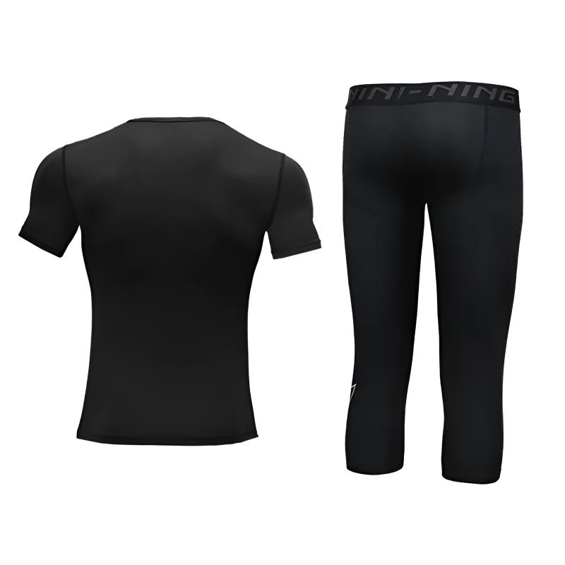 Li Ning Fitness Sets Unisex Crew Neck Moderate YUDV015-1+YUQV003-2
