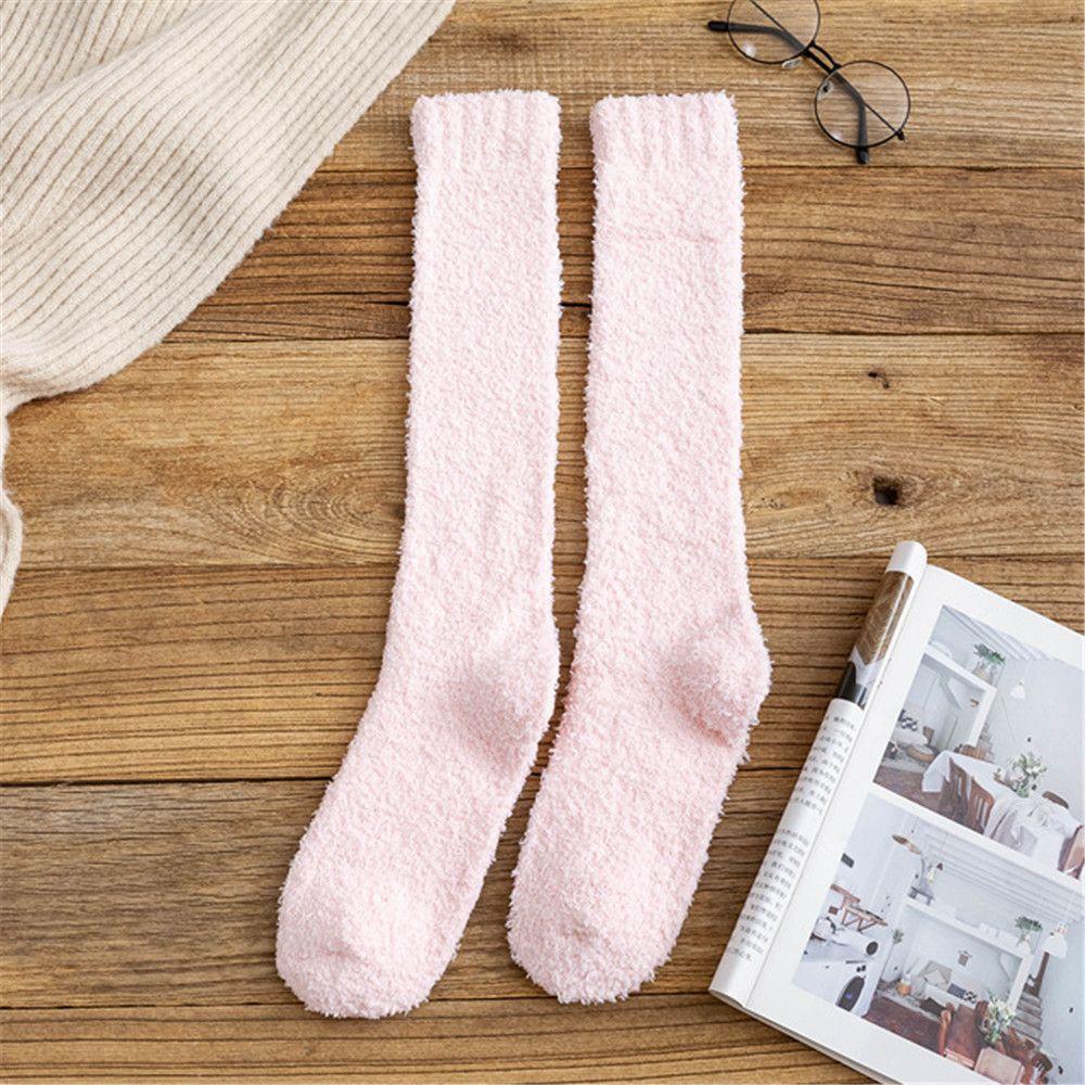 Gift Pure Color Soft Thick Winter Warm Bed Floor Coral Velvet Socks Sleep Socks Fluffy Cosy