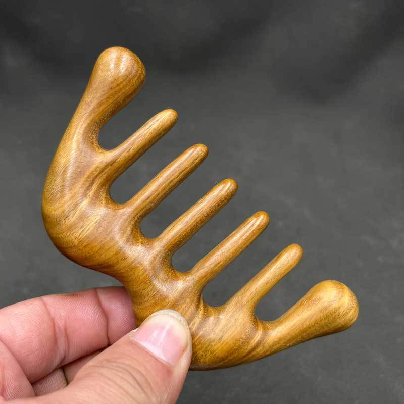 Meier Argentinian green sandalwood meridian massage comb, model m - hand-carved from solid sandalwood
