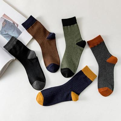 Men's and Women's Patchwork Color Cotton Socks Versatile Medium Tube Socks Warm In Autumn and Winter Casual Thickened Breathable Socks
