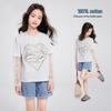 Girls' Rhinestone Heart Lace Sleeve Cotton T-shirt