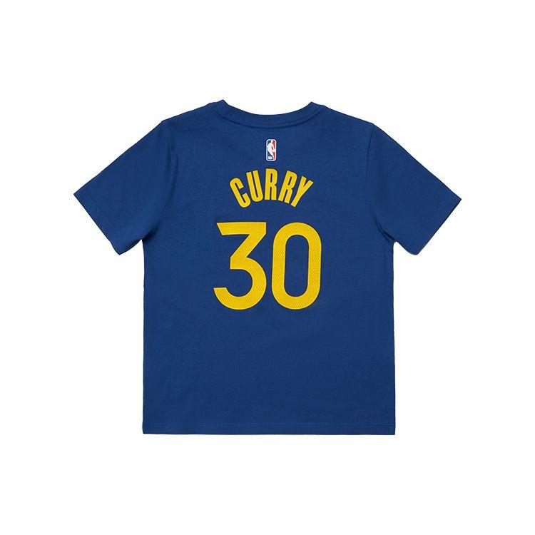 Nike T-Shirt Kids Warriors Team Curry Basketball Jersey Solid Color Printed Sports Short Sleeve American Vintage Kids tops Blue 3Z2B311F1-WARSC
