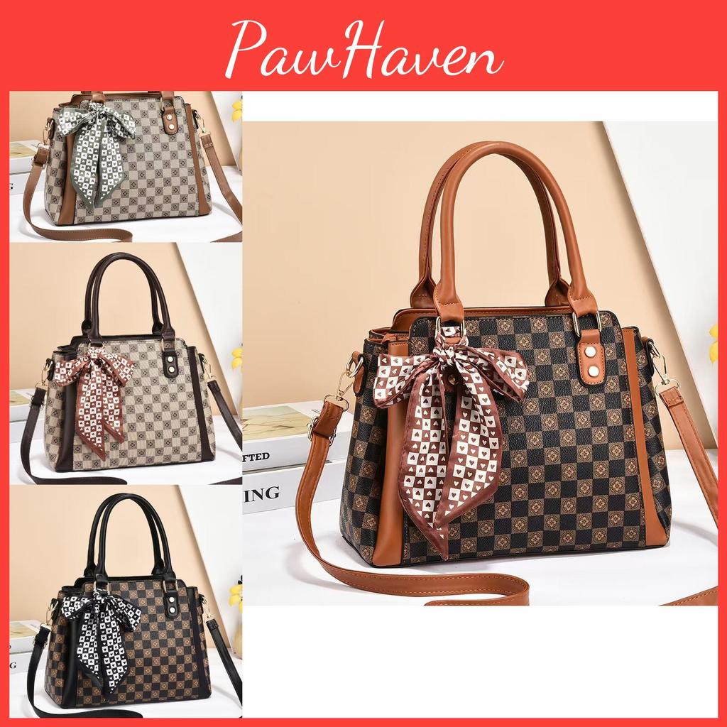 Fashionable Pu Tote Bag For Women With Stylish Plaid Design And Soft Structure