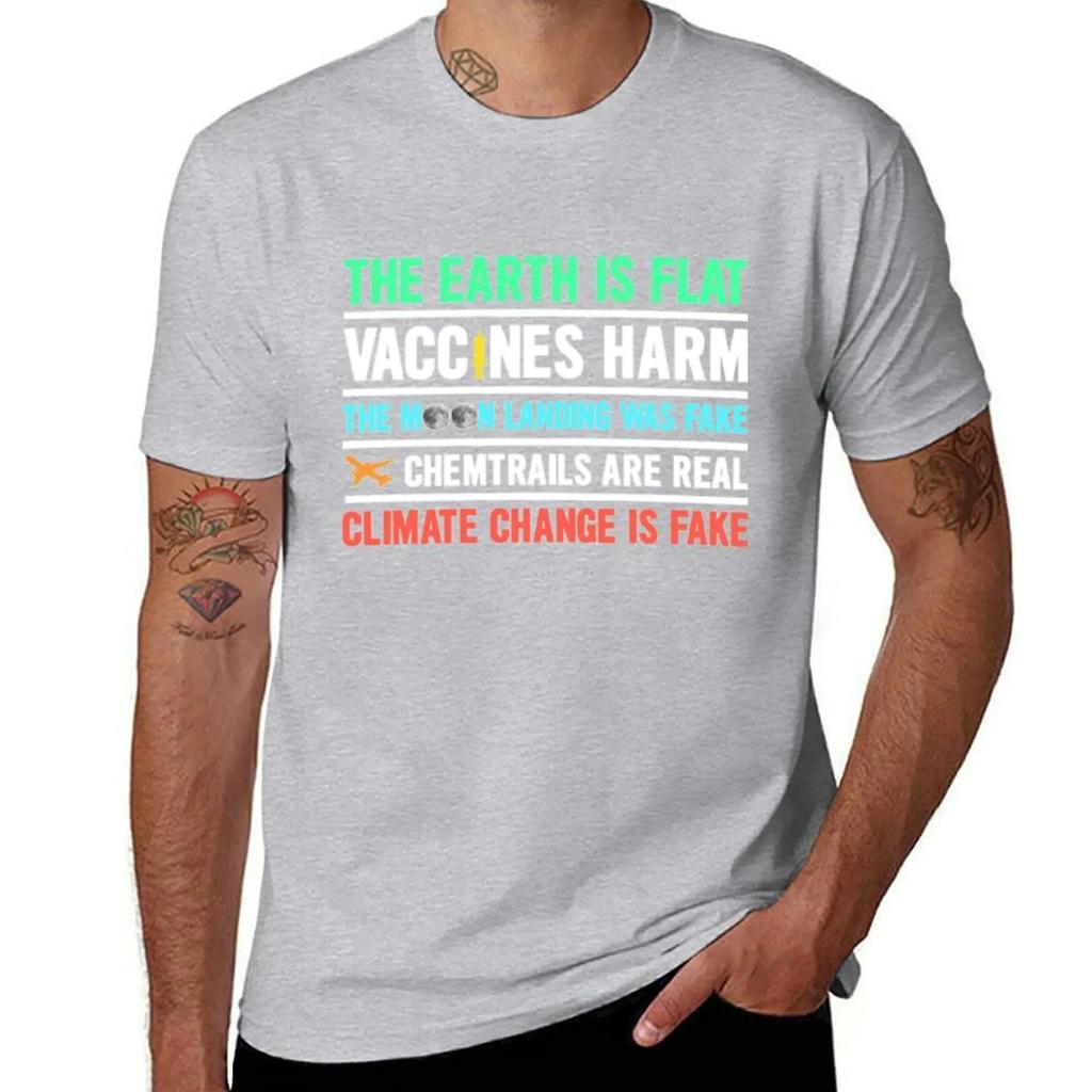 Die Erde ist flach Impfstoffe schaden Chemtrails Maske T T-Shirt Kurzarm-T-Shirt individuelles T-Shirt T-Shirts Grafik-T-Shirt Herren