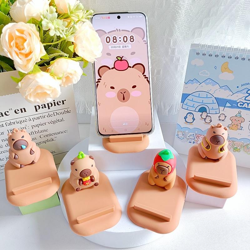 Süßes Capybara Kapibara Dreidimensionale Puppe Fauler Schreibtischhalter Kreativer Handyhalter Kleines Ornament