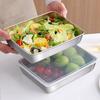 Stainless Steel Food Containers with Lids Rectangle Meal Prep Container for Fridge Storage Kitchen Tray Leak-Proof Bacon Salad Picnic BBQ Organizer