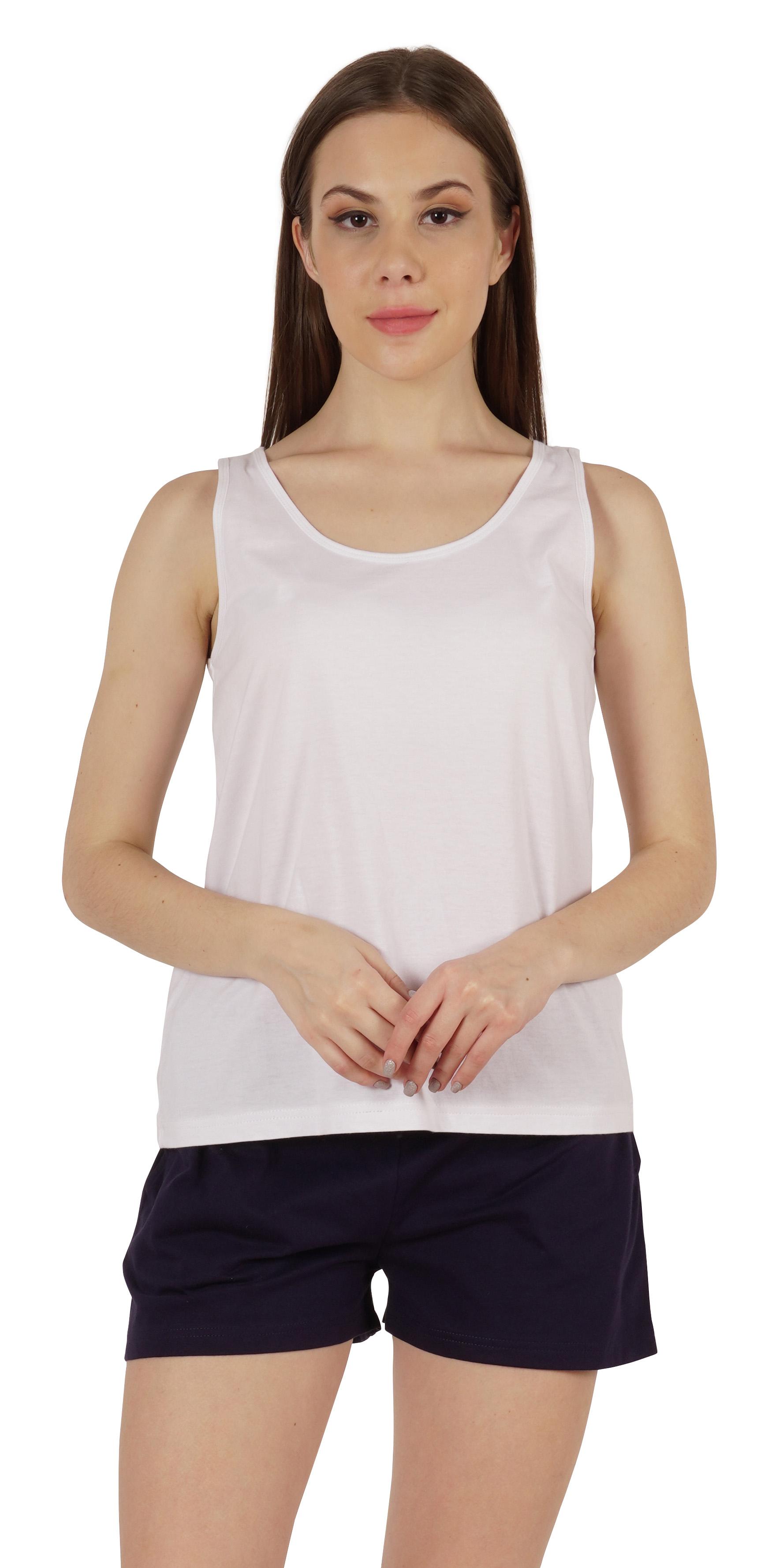 

Жіноча суцільна безрукавка Inkmeso W Шорти Комплект нічного одягу без рукавів Sexy X-Small білий