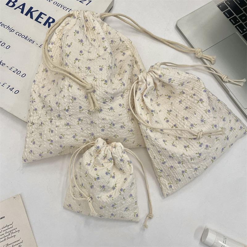 48151 [Copyright] Cartoon Drawstring Bundle Mouth Bag Student Storage Bag Lipstick Cosmetic Bag Portable Three-piece Set