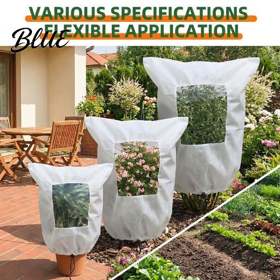 Cold Wind Barrier for Balconies Winter Plant Cover with Window Freeze Protection Zipper And Adjustable Drawstring Protector Drawstring Non-woven