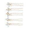 5Pcs Crystal Flower Hair Pins Simple Retro Elegant Shiny Light Rhinestone Hair Piece for Party Wedding Bouquet