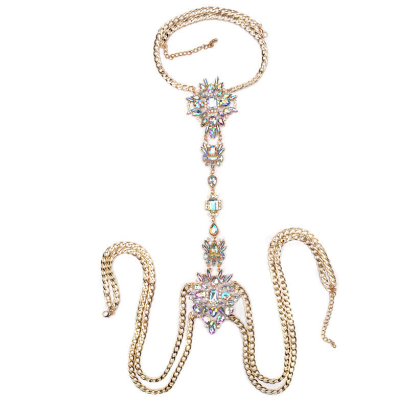 Luxury   Gem Pendant Harness Body Chain Necklace Bikini Jewelry