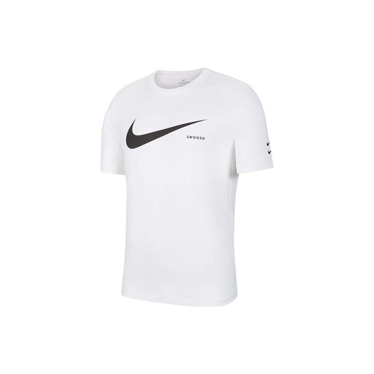 Nike Swoosh Logo Printing Knit Round Neck Short Sleeve White Men s DB5858-100 XXL