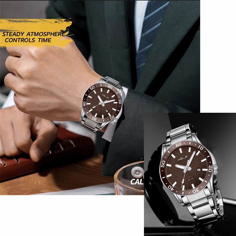 Mens Quartz Watches Large Face Diving Style Wrist Watch Luminous Hands Waterproof Watch with Date
