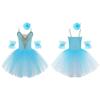 Dziewczęca sukienka do tańca baletowego, bez rękawów, tutu na ramiączkach spaghetti, dekorowana dżetami i koronką, spódnica z siateczki + nakrycie głowy i falbana