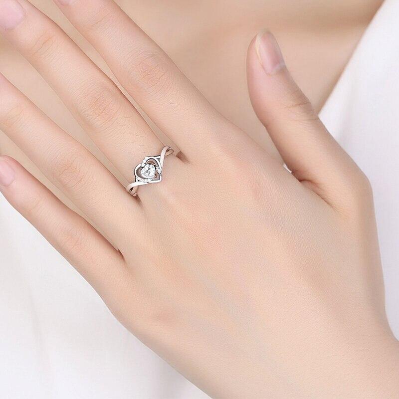 Cute Sterling Tone Plated Rings 'S Women Heart Cubic Zircon Stone Graceful Wedding Occasion Gathering Wedding Occasion Engagement Rings
