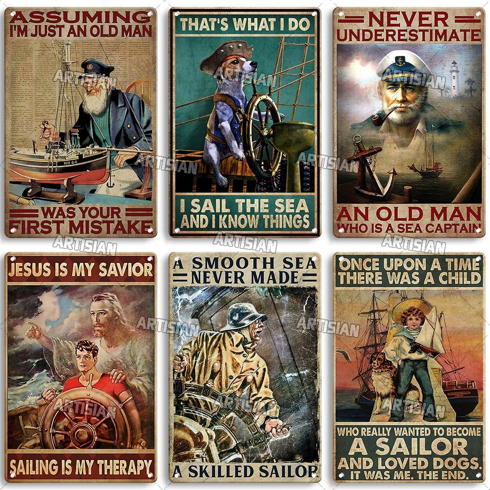 Handwerker Job Vintage Metallposter Matrose Metallschild Segeln Rostige Dekorative Blechplakette Wanddeko Garage Bar Pub Club Küche