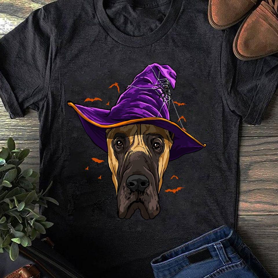 Great Dane Witch Hat Funny Halloween Dog Lover T-Shirt - Gift for Dog Lovers - Funny Dog - Great Dane -Lovers - Mother's Day