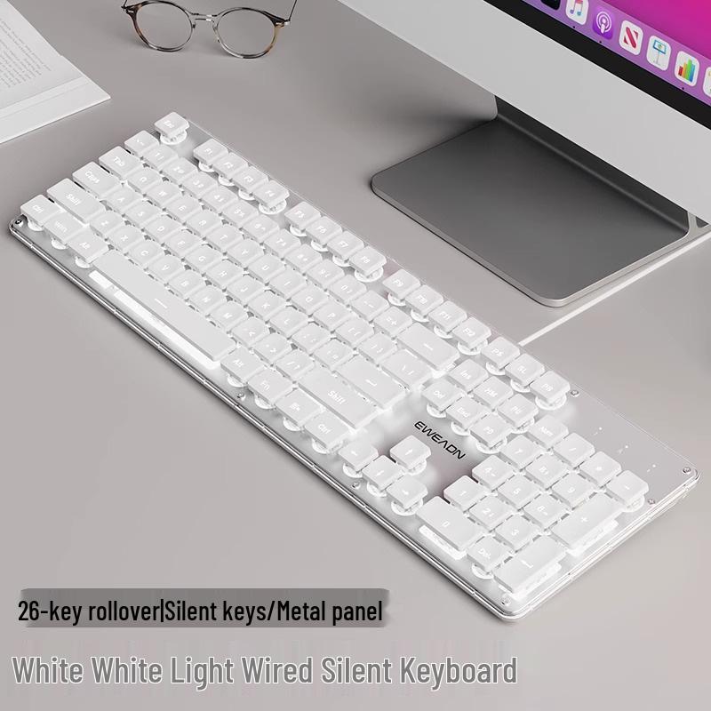 

Women s Silent Mechanical-Feel Keyboard & Mouse Set: Wired/Wireless for Office & Gaming