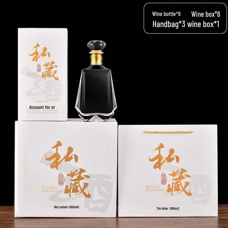 Sticlă Elegantă de 500ml pentru Baijiu - Transparentă, Alb Cristal, Ideală pentru Colecția Privată de Vinuri.