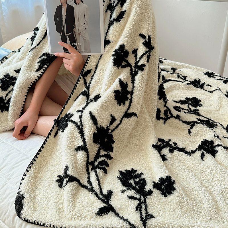 Französische Vintage Verdickte Korallenfleece Decke - Herbst/Winter Büro Nickerchen & Sofa Überwurf