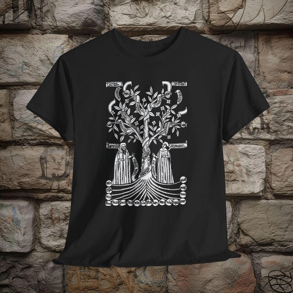 Unisex T-shirt with Vintage 19th Century Ramon Lull Arbor Scientae Print, Retro Graphic Streetwear, Short Sleeve Crew Neck Te,Unisex,gift,Top