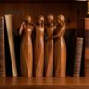 Handcrafted Wooden Statues Sisterhood Figurine, Friendship Sculpture for Living Room Home Decor Accents Bedroom Tabletop Ornament, Warm Gift