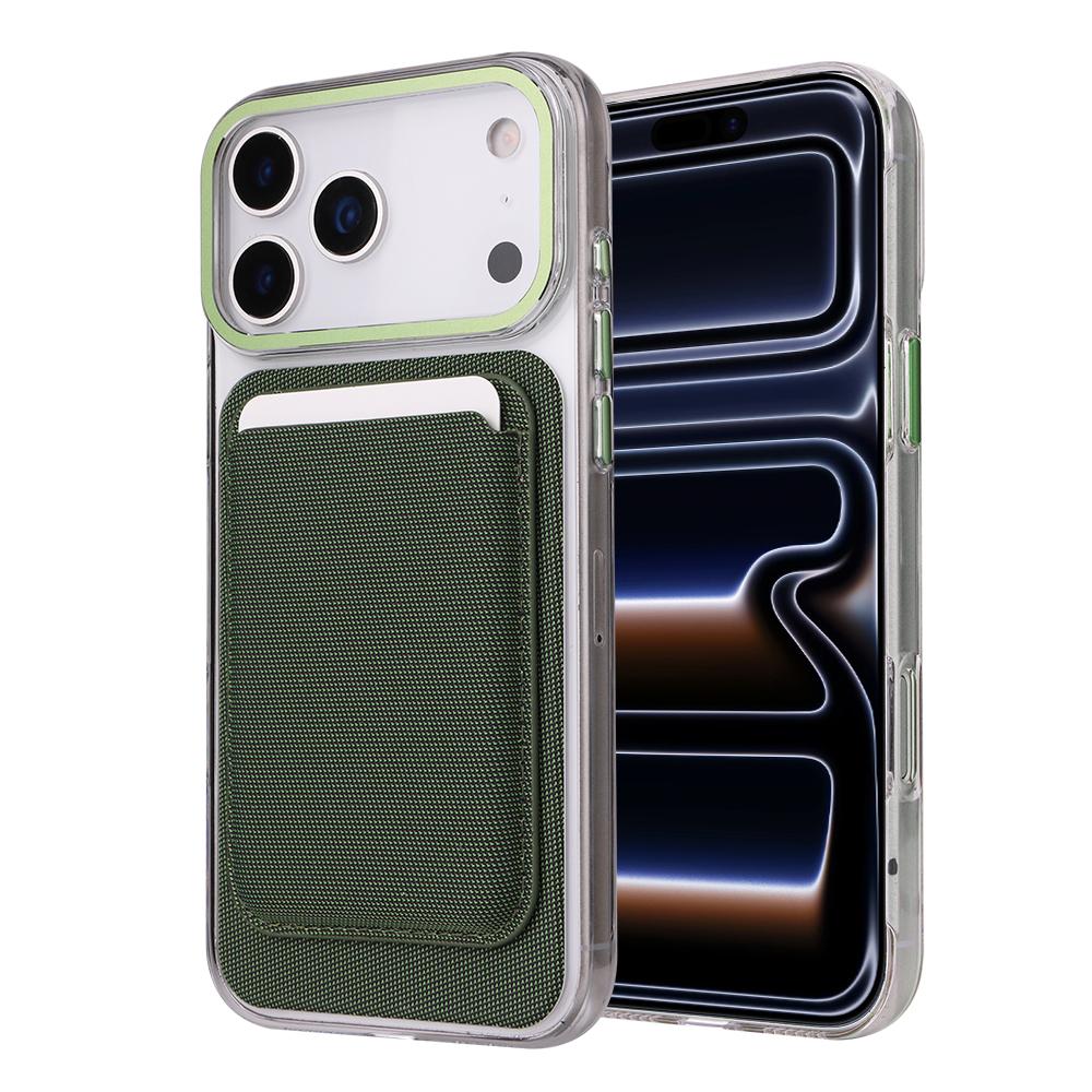 Porte-cartes détachable 2 en 1 Tissu technique magnétique Color block Coque antichoc pour téléphone pour iPhone 17 Pro max 16 15 Pour Magsafe