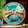 Retro Italy Venice Metal Wall Art 2D Flattened Aluminum Vintage Travel Poster Home Decor Decorative Metal Sign