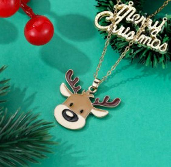 Cross-border Christmas Wish Tree Snowman Reindeer Bells Necklace