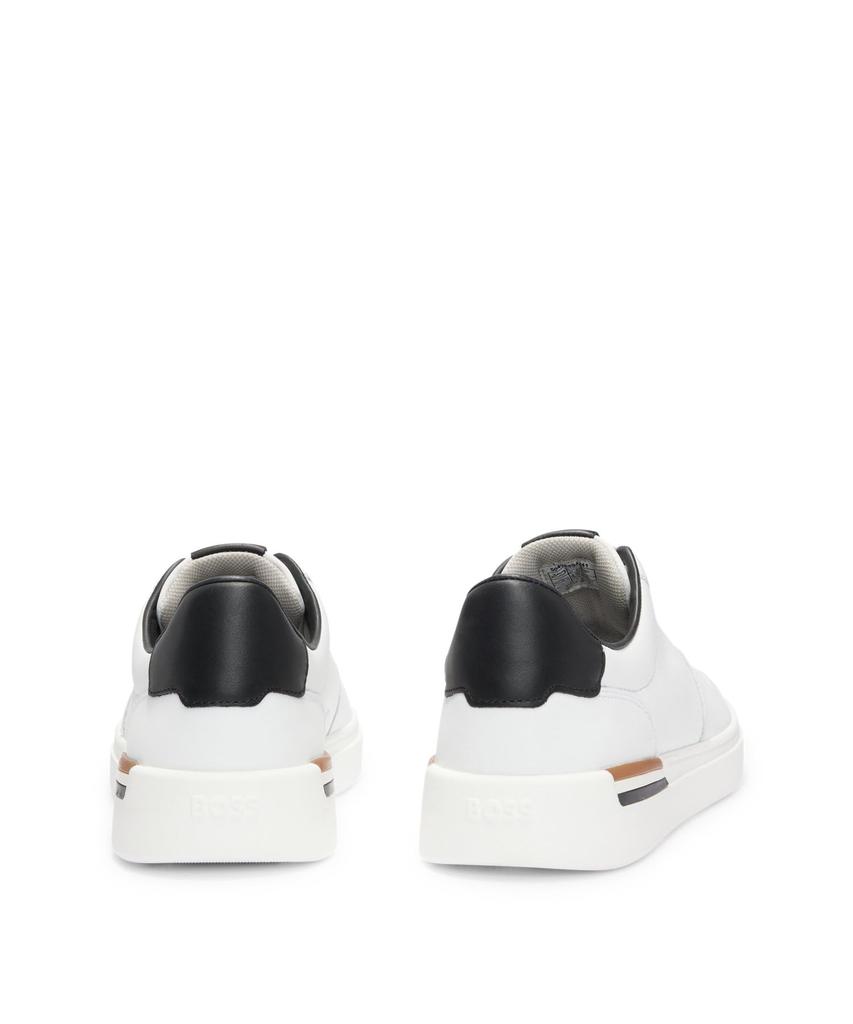 Signature Detail Leather Cupsole Sneakers for Size White [BOSS] Men, 45,