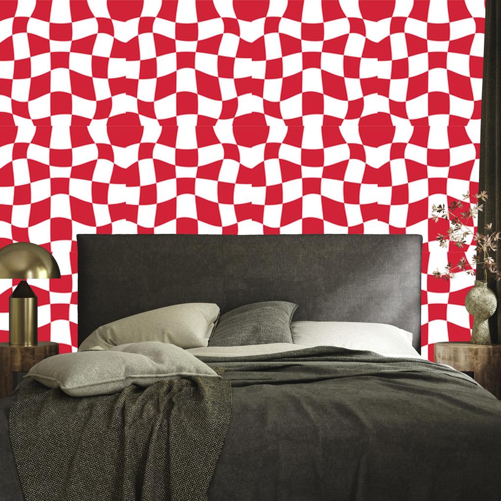 Casual checkerboard red wallpaper for living room and bedroom 50x1000