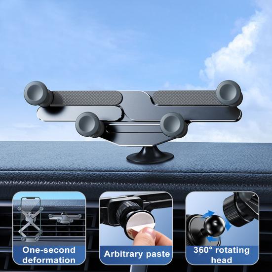 Alloy Mini Car Auto-Lock Bracket Secure Foldable Sleek Design Sturdy Long Lifespan Phone Holder