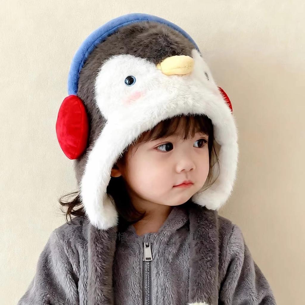 Children's hats, autumn and winter warm, thickened ear protectors, plush scarves, integrated hats, windproof ear protectors for boys and girls, tide
