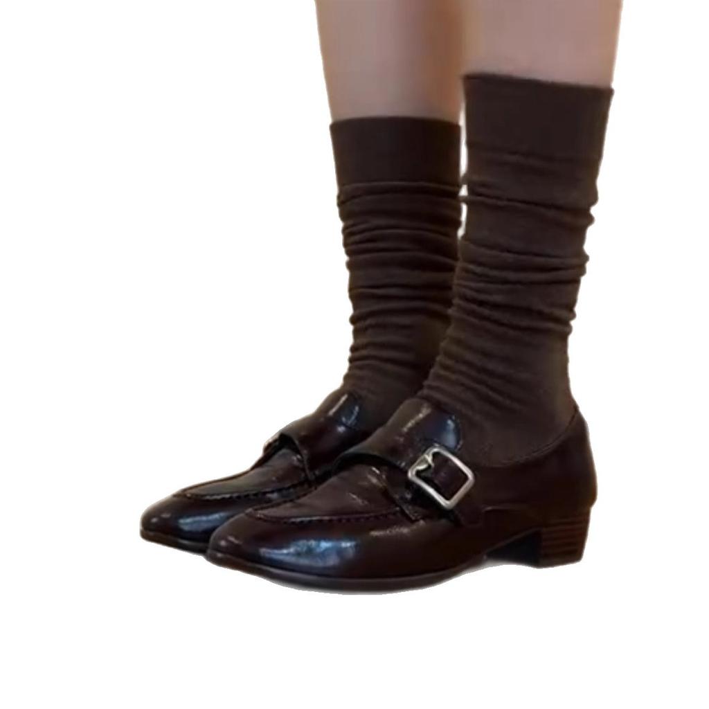 Schafslederversion~ Premium-Sinn Retro-Leder Dicke Absatz Slipper Damen Casual Pendeln Einfach und Bequem Vielseitige kleine Lederschuhe