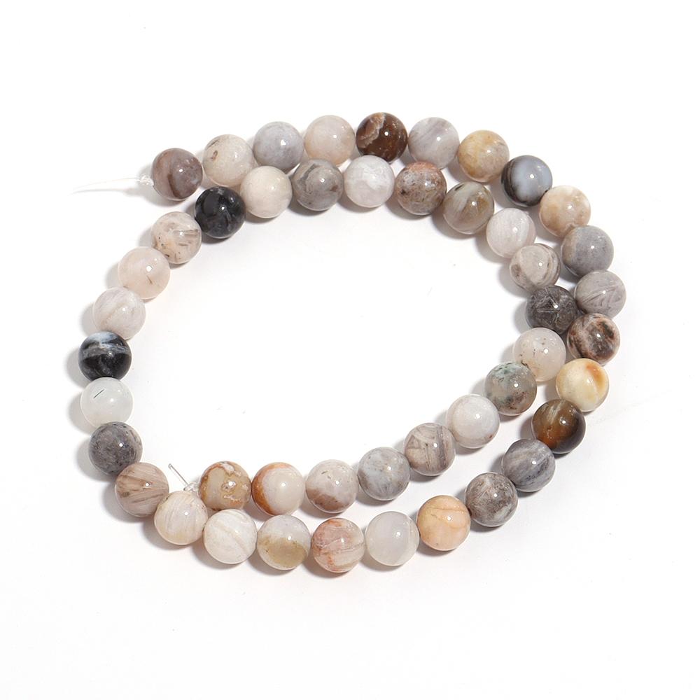 Natural Bamboo Leaf Agate Stone Beads 4 6 8 10 12mm Round Loose Gemstone Beads For Jewelry Making DIY Necklace Bracelet Supplies