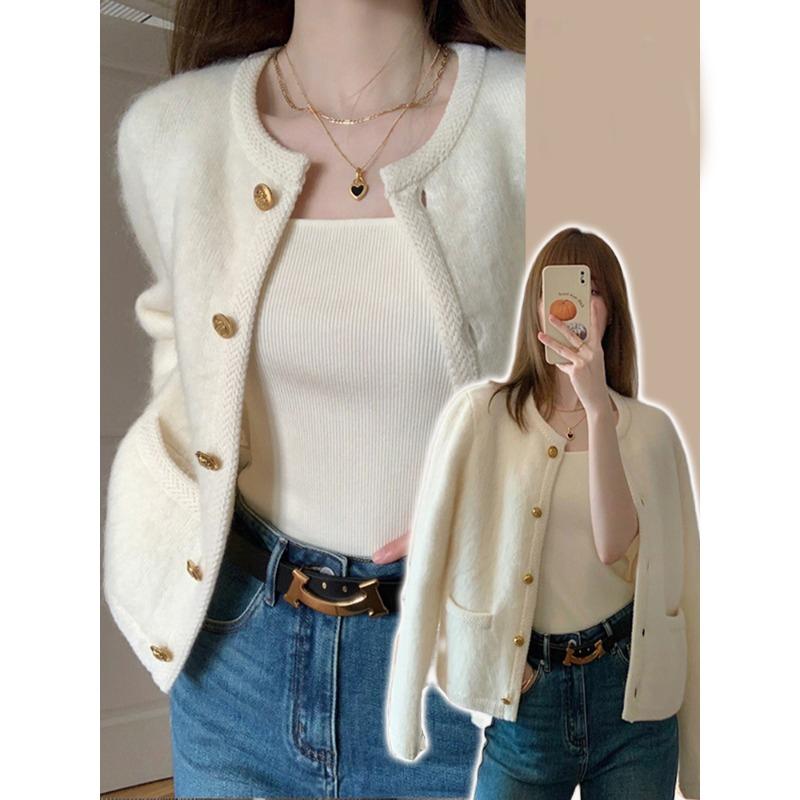 

Осень-зима женский вязаный кардиган свитер новый повседневный свободный пальто элегантный длинный рукав O-образный вырез повседневные карманы кардиганы теплая одежда 1959 One Size