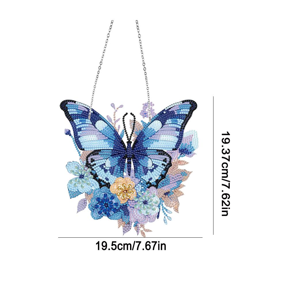 Acrylic Single-Side Butterfly Diamond Painting Hanging Pendant Animal Rhinestone Diamond Art Window Pendants for Home Wall Decor