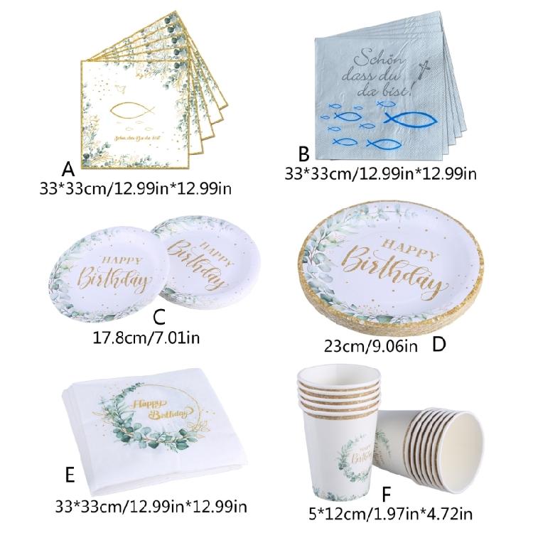 Party Theme Disposable Tablewares Paper Cups Plate Tablecloths Dishes