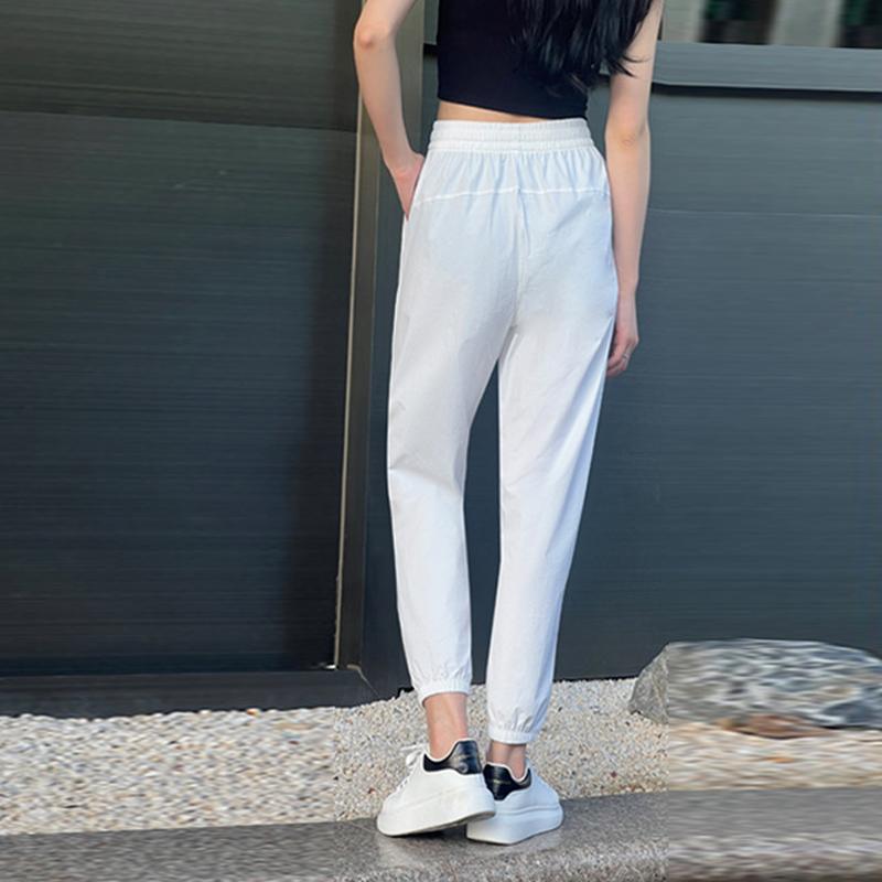 Женские модные повседневные однотонные универсальные спортивные штаны свободного кроя — фото 6