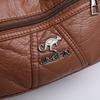 Women's Soft Leather Bag Middle-Aged Mother Crossbody Bag Large Capacity Multi-Pocket Commuter Shoulder Bag
