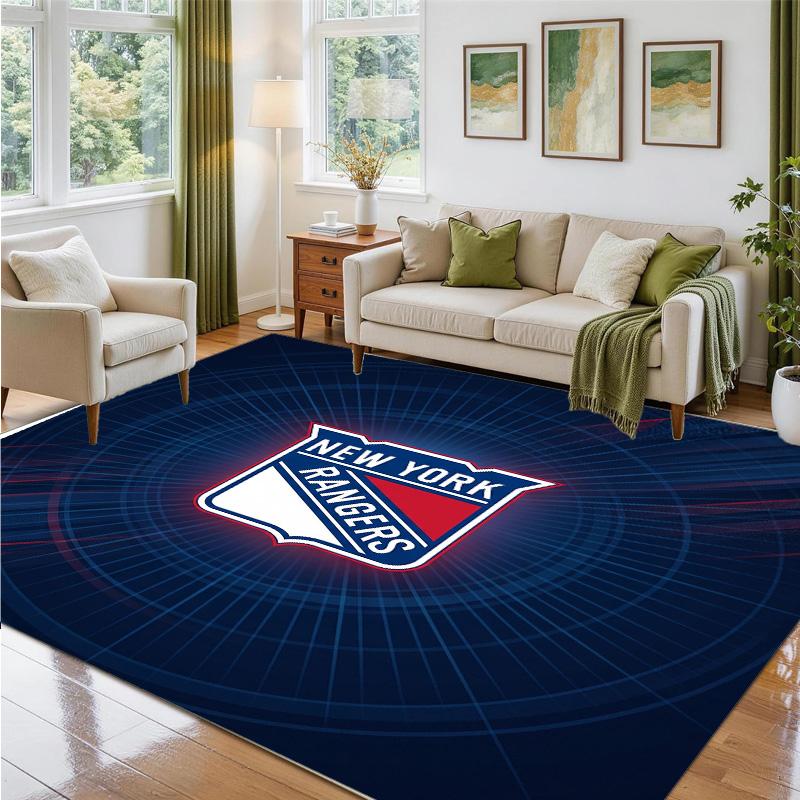 New York Rangers Design Crystal Velvet Rug Soft Decorative Mat for Bedroom Entrance