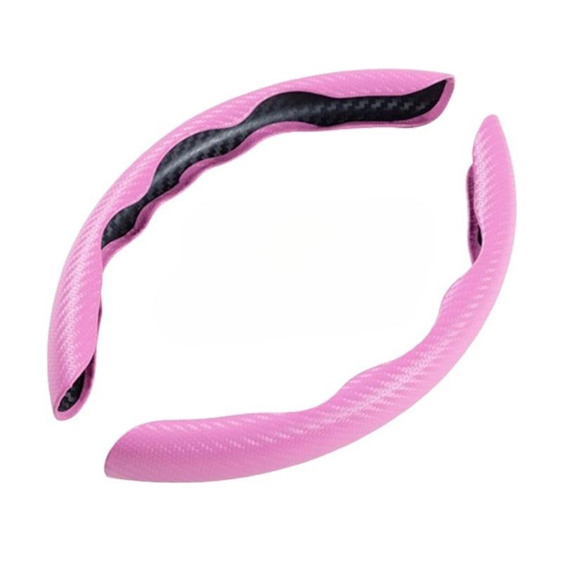

2PCS Carbon Fiber Car Round Steering Wheel Cover Non-Slip Steering Cover Protector Anti Dust Washable Interior Auto Accessories