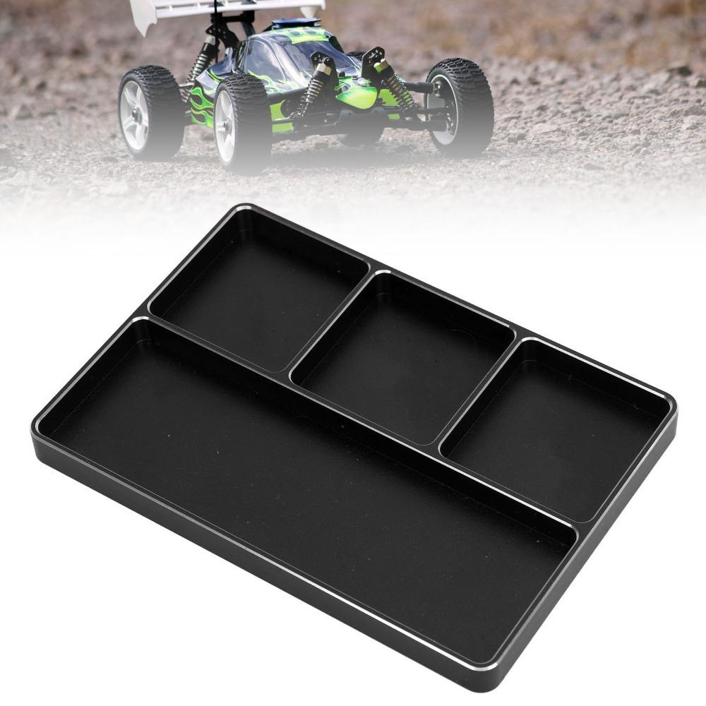 Metal RC Screw Tray 4 Grids Screw Parts Tray Durable Magnetic Screw Holder  For RC Car