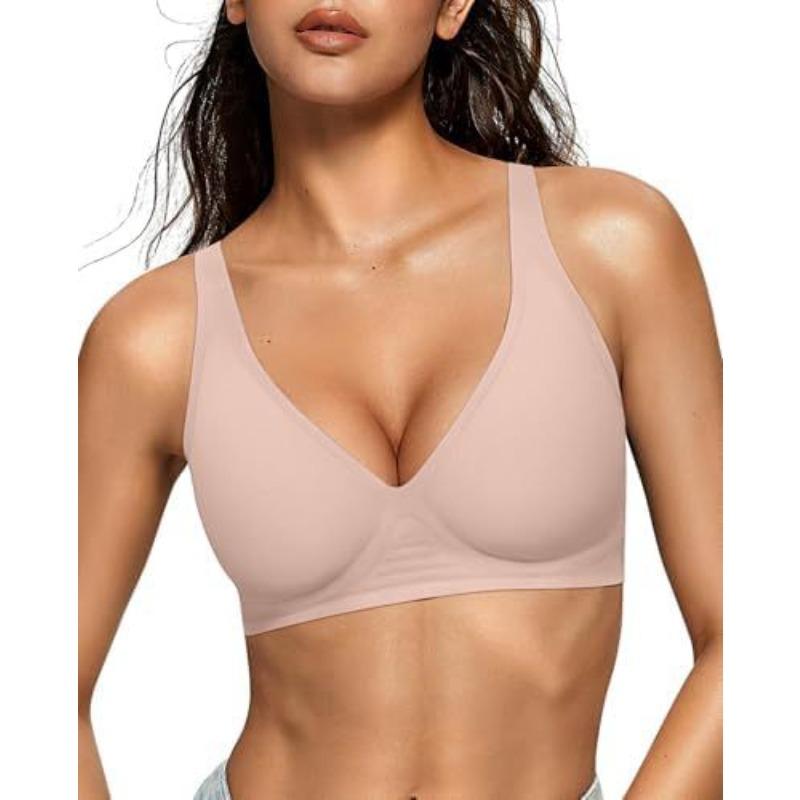Women's Deep, Bra No Rim Comfort Bra Support No Rim Bra, Shirt Gather Bra