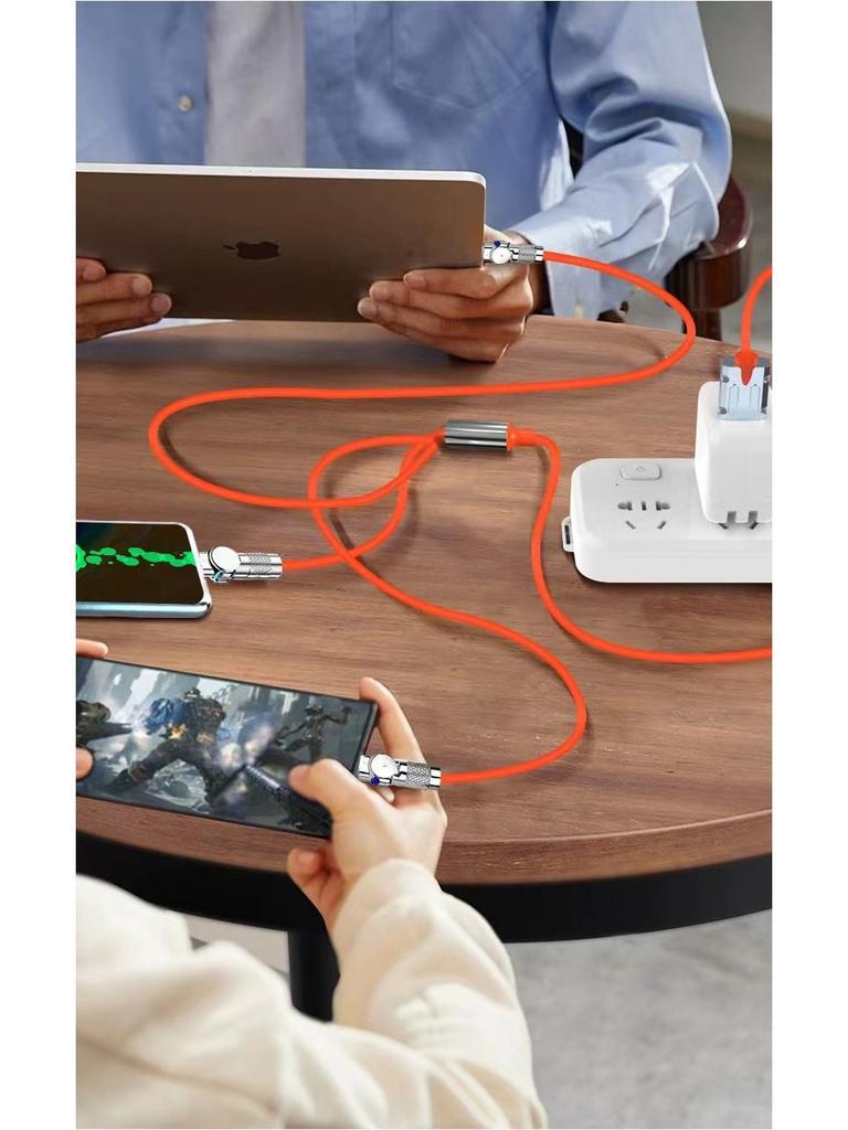 180° Rotating Zinc Alloy 3-in-1 Fast Charging Data Cable